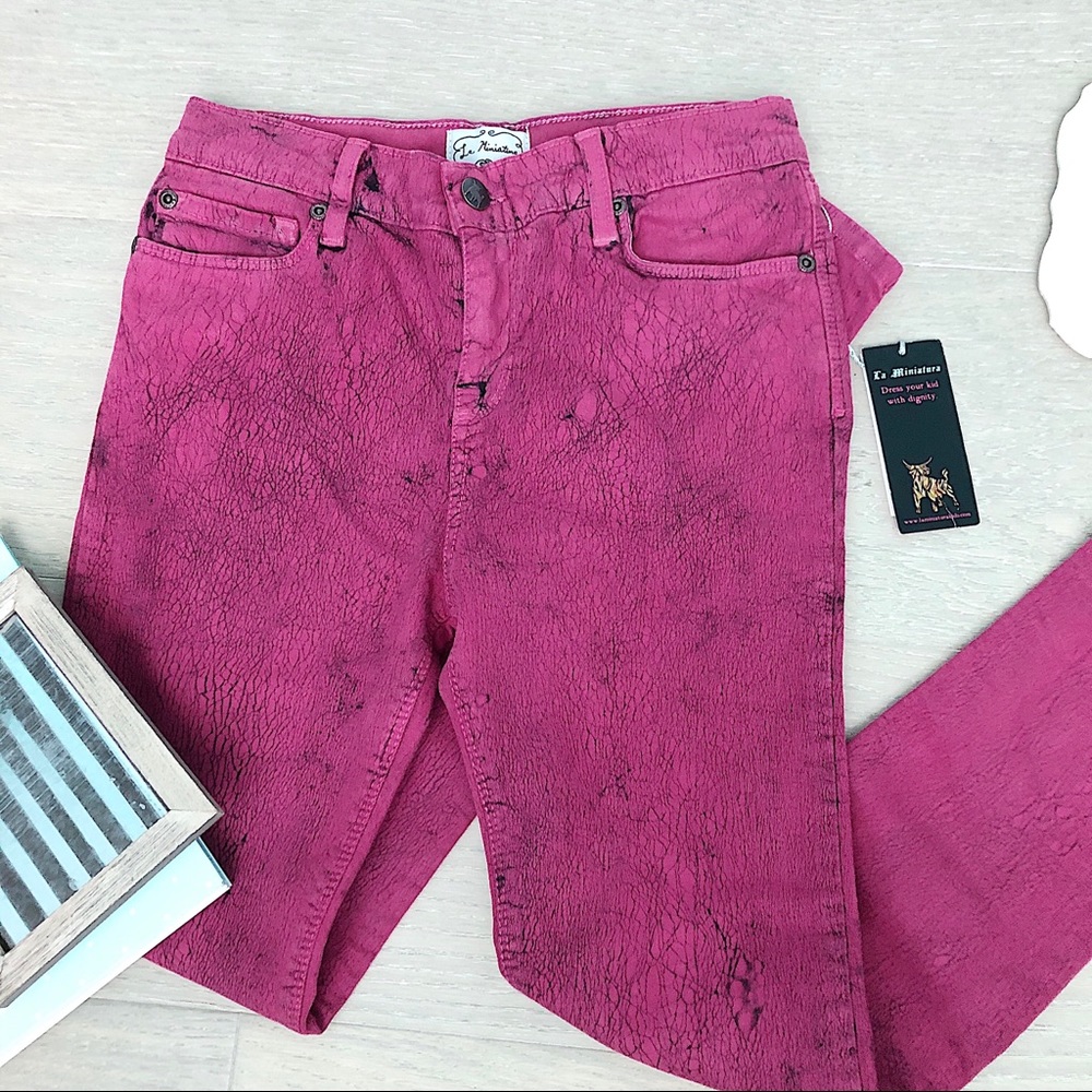 SALE! La Miniatura Pink Cracked Design Jeans